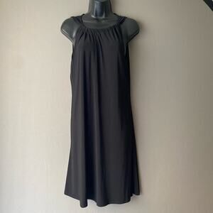 MSK sz 6‎ black sleeveless halter shift boho dress